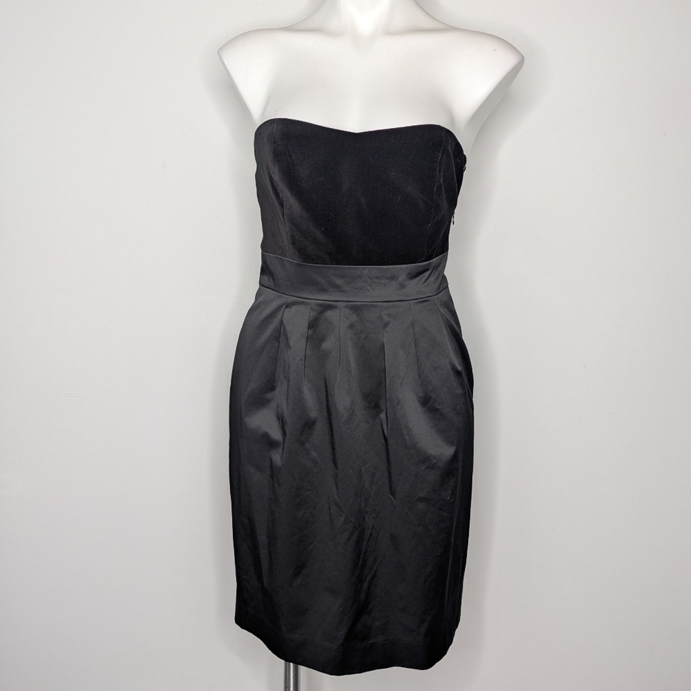 Banana Republic Factory Black Satin & Velvet Sweetheart Neck Strapless Dress 4